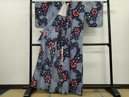 平和屋着物∴夏物　浴衣　有松鳴海絞り　草花文　綿　逸品　CABK6410ze