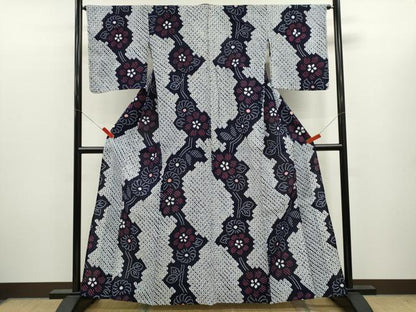 平和屋着物∴夏物　浴衣　有松鳴海絞り　草花文　綿　逸品　CABK6411ze