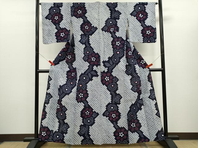 平和屋着物∴夏物　浴衣　有松鳴海絞り　草花文　綿　逸品　CABK6411ze