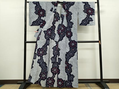 平和屋着物∴夏物　浴衣　有松鳴海絞り　草花文　綿　逸品　CABK6411ze