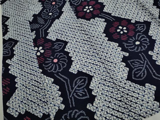 平和屋着物∴夏物　浴衣　有松鳴海絞り　草花文　綿　逸品　CABK6411ze