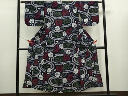 平和屋着物∴夏物　浴衣　有松鳴海絞り　楓文　綿　逸品　CABK6413ze