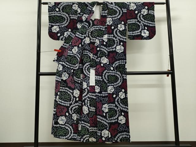 平和屋着物∴夏物　浴衣　有松鳴海絞り　楓文　綿　逸品　CABK6413ze
