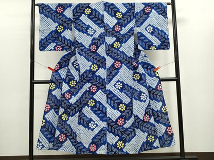平和屋着物∴夏物　浴衣　有松鳴海絞り　枝花文　綿　逸品　CABK6415ze