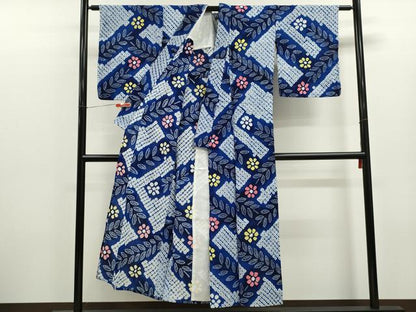 平和屋着物∴夏物　浴衣　有松鳴海絞り　枝花文　綿　逸品　CABK6415ze