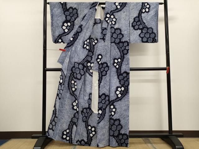 平和屋着物∴夏物　浴衣　有松鳴海絞り　枝花文　綿　逸品　CABK6416ze
