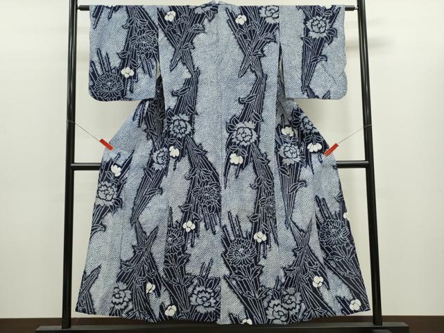 平和屋着物∴夏物　浴衣　有松鳴海絞り　草花文　綿　逸品　CABK6417ze