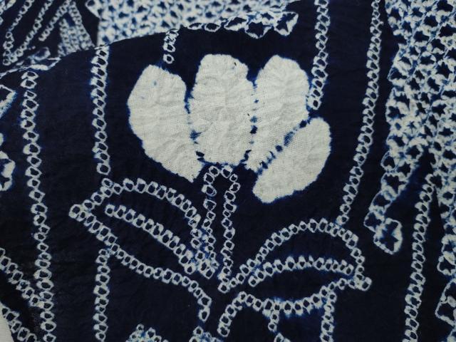 平和屋着物∴夏物　浴衣　有松鳴海絞り　草花文　綿　逸品　CABK6417ze