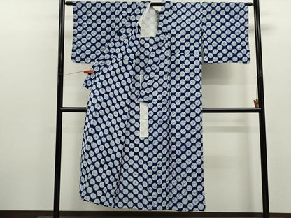 平和屋着物∴夏物　浴衣　有松鳴海絞り　丸文　綿　逸品　CABK6418ze