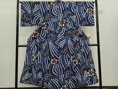 平和屋着物∴夏物　浴衣　有松鳴海絞り　舞蝶花文　綿　逸品　CABK6419ze