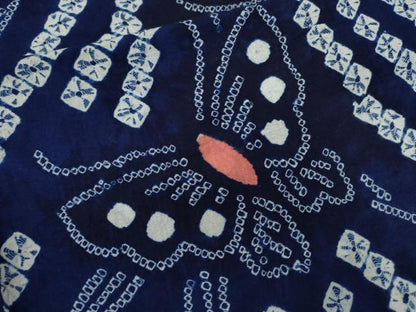 平和屋着物∴夏物　浴衣　有松鳴海絞り　舞蝶花文　綿　逸品　CABK6419ze
