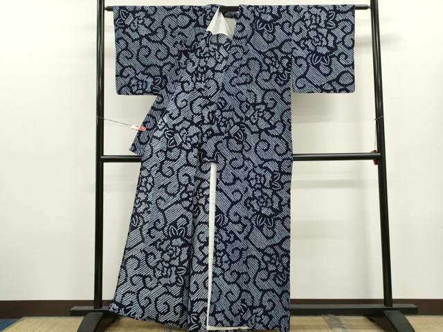 平和屋着物∴夏物　浴衣　有松鳴海絞り　花唐草文　綿　逸品　CABK6420ze