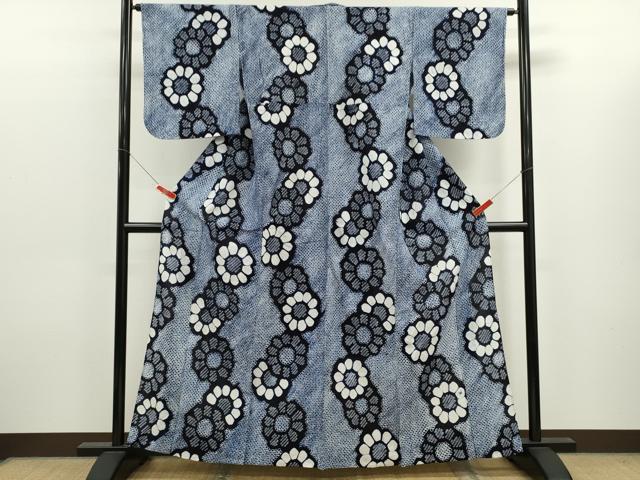 平和屋着物∴夏物　浴衣　有松鳴海絞り　舞花文　綿　逸品　CABK6422ze