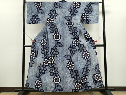 平和屋着物∴夏物　浴衣　有松鳴海絞り　枝花文　綿　逸品　CABK6425ze