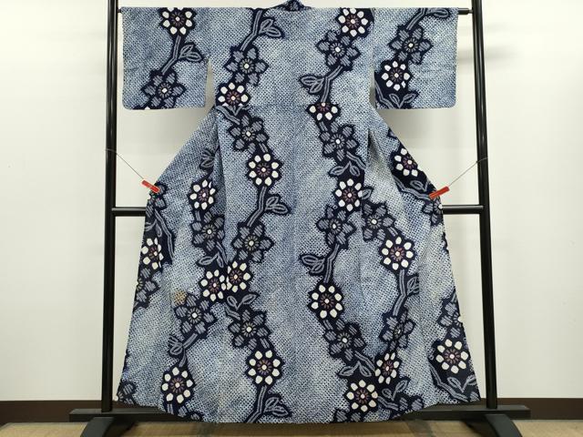 平和屋着物∴夏物　浴衣　有松鳴海絞り　枝花文　綿　逸品　CABK6425ze