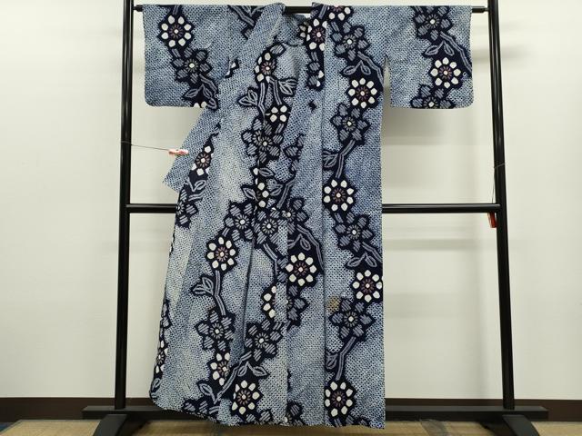 平和屋着物∴夏物　浴衣　有松鳴海絞り　枝花文　綿　逸品　CABK6425ze