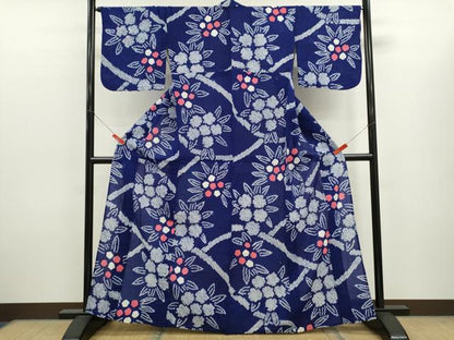 平和屋着物∴夏物　浴衣　有松鳴海絞り　枝花文　綿　逸品　CABK6426ze