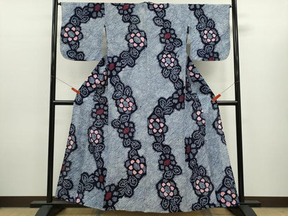 平和屋着物∴夏物　浴衣　有松鳴海絞り　草花文　綿　逸品　CABK6427ze