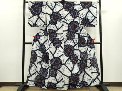 平和屋着物∴夏物　浴衣　有松鳴海絞り　舞花文　綿　逸品　CABK6429ze