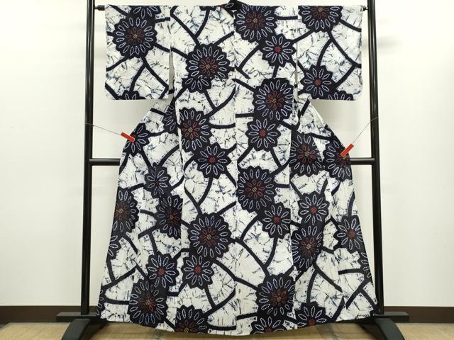 平和屋着物∴夏物　浴衣　有松鳴海絞り　舞花文　綿　逸品　CABK6429ze