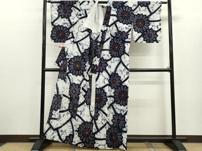 平和屋着物∴夏物　浴衣　有松鳴海絞り　舞花文　綿　逸品　CABK6429ze