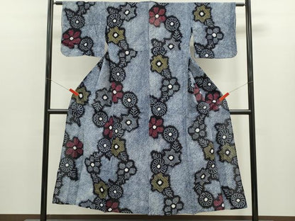 平和屋着物∴夏物　浴衣　有松鳴海絞り　草花文　綿　逸品　CABK6431ze
