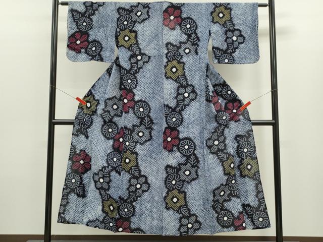 平和屋着物∴夏物　浴衣　有松鳴海絞り　草花文　綿　逸品　CABK6431ze