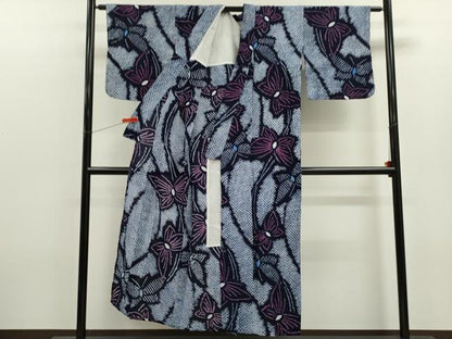 平和屋着物∴夏物　浴衣　有松鳴海絞り　舞蝶文　綿　逸品　CABK6434ze