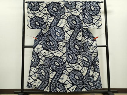 平和屋着物∴夏物　浴衣　有松鳴海絞り　草木文　綿　逸品　CABK6435ze