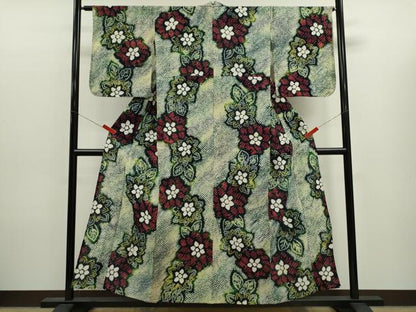 平和屋着物∴夏物　浴衣　有松鳴海絞り　草花文　綿　逸品　CABK6437ze