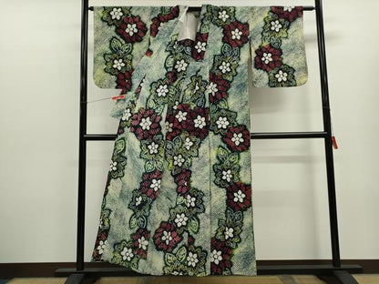 平和屋着物∴夏物　浴衣　有松鳴海絞り　草花文　綿　逸品　CABK6437ze