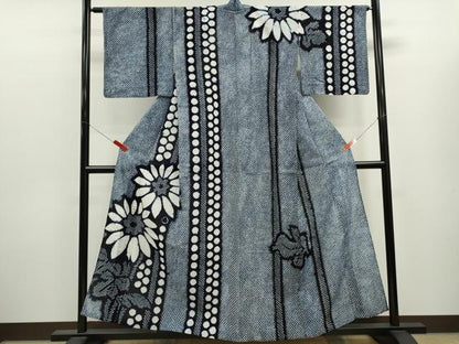 平和屋着物∴夏物　訪問着・浴衣兼用　絵羽浴衣　有松鳴海絞り　草花文　綿　逸品　CABK6440ze