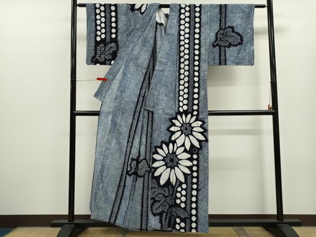 平和屋着物∴夏物　訪問着・浴衣兼用　絵羽浴衣　有松鳴海絞り　草花文　綿　逸品　CABK6440ze