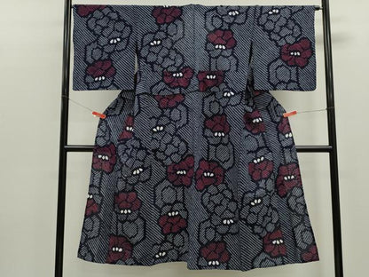平和屋着物∴夏物　浴衣　有松鳴海絞り　舞花文　綿　逸品　CABK6442ze