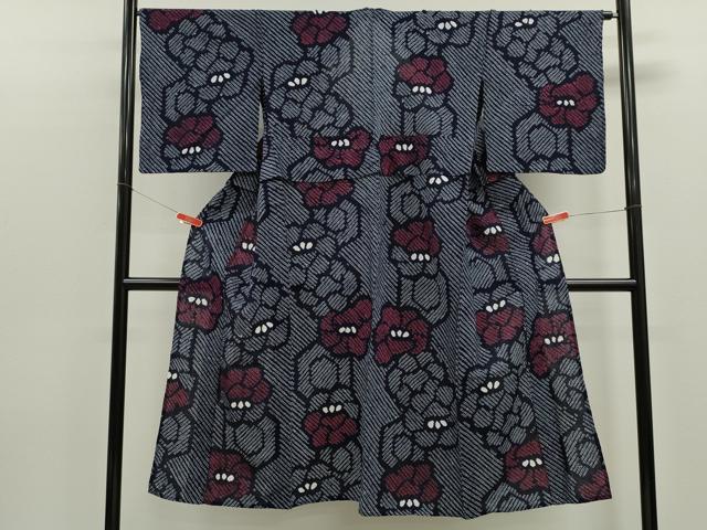 平和屋着物∴夏物　浴衣　有松鳴海絞り　舞花文　綿　逸品　CABK6442ze