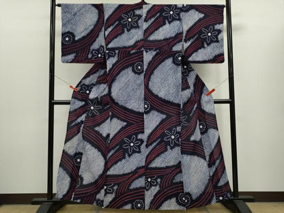 平和屋着物∴夏物　浴衣　有松鳴海絞り　舞花文　綿　逸品　CABK6444ze