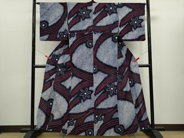 平和屋着物∴夏物　浴衣　有松鳴海絞り　舞花文　綿　逸品　CABK6444ze