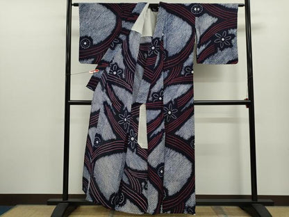 平和屋着物∴夏物　浴衣　有松鳴海絞り　舞花文　綿　逸品　CABK6444ze