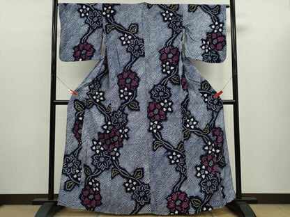 平和屋着物∴夏物　浴衣　有松鳴海絞り　枝花文　綿　逸品　CABK6445ze
