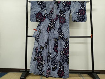 平和屋着物∴夏物　浴衣　有松鳴海絞り　枝花文　綿　逸品　CABK6445ze