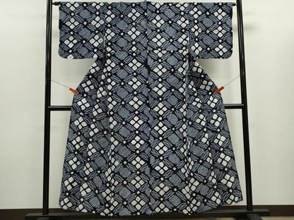平和屋着物∴夏物　浴衣　有松鳴海絞り　菱花文　綿　逸品　CABK6446ze