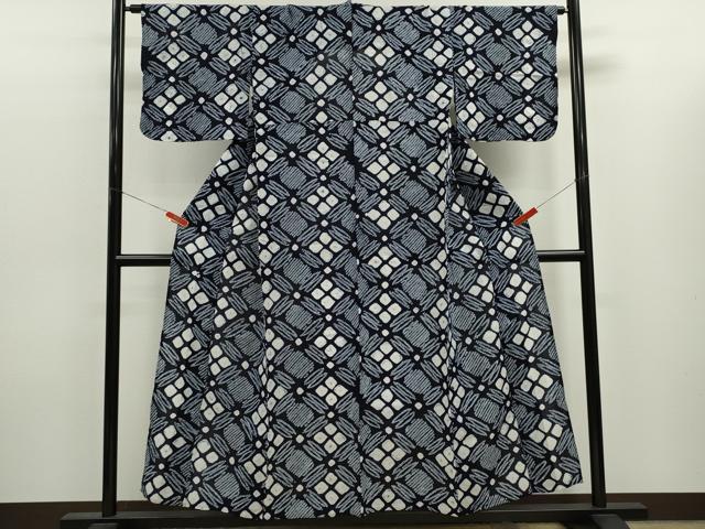 平和屋着物∴夏物　浴衣　有松鳴海絞り　菱花文　綿　逸品　CABK6446ze