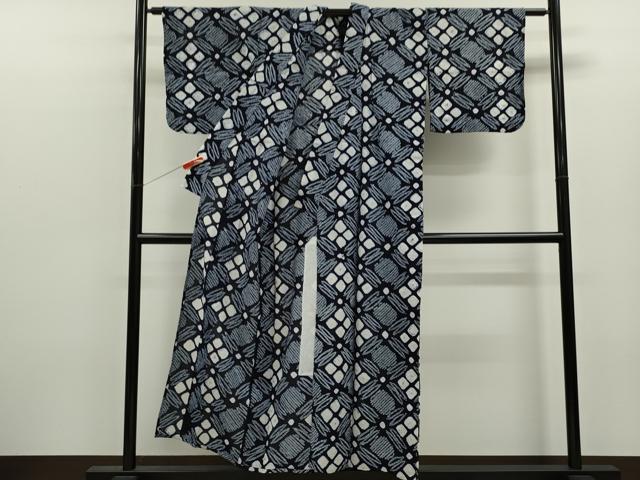 平和屋着物∴夏物　浴衣　有松鳴海絞り　菱花文　綿　逸品　CABK6446ze