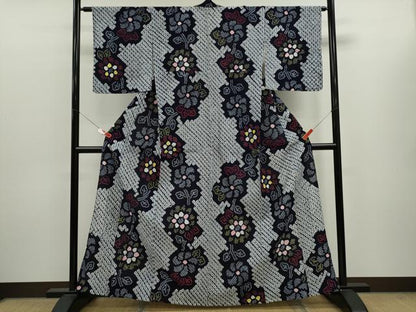 平和屋着物∴夏物　浴衣　有松鳴海絞り　枝花文　綿　逸品　CABK6447ze