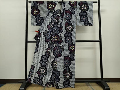 平和屋着物∴夏物　浴衣　有松鳴海絞り　枝花文　綿　逸品　CABK6447ze