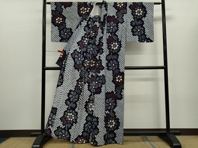平和屋着物∴夏物　浴衣　有松鳴海絞り　枝花文　綿　逸品　CABK6447ze