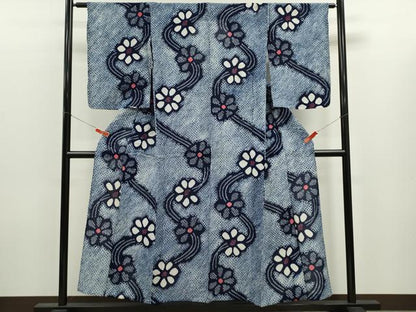 平和屋着物∴夏物　浴衣　有松鳴海絞り　舞花文　綿　逸品　CABK6448ze