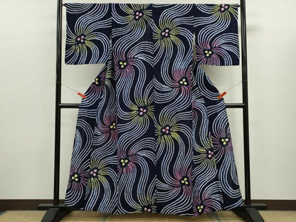 平和屋着物∴夏物　浴衣　有松鳴海絞り　舞花文　綿　逸品　CABK6451ze