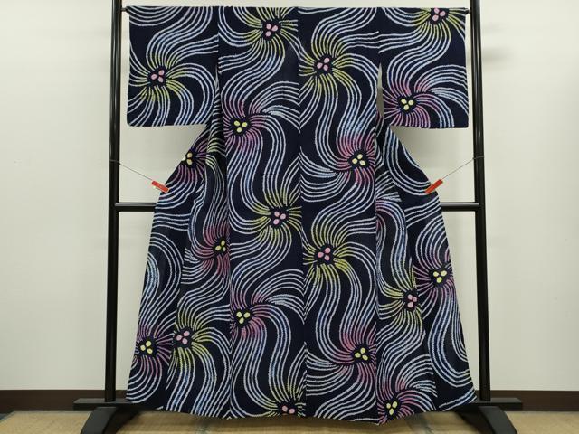 平和屋着物∴夏物　浴衣　有松鳴海絞り　舞花文　綿　逸品　CABK6451ze
