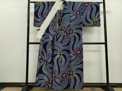 平和屋着物∴夏物　浴衣　有松鳴海絞り　舞花文　綿　逸品　CABK6451ze